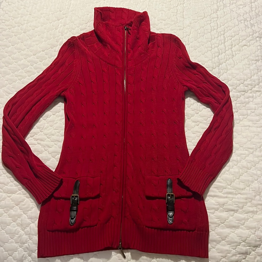 Lauren by Ralph Lauren cable knit red sweater